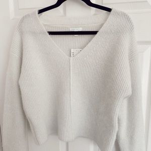 Abound White V-neck Nit Sweater